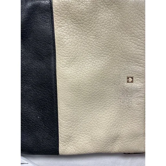 Kate Spade Two-Tone Pebbled Leather Crossbody Bag Adjustable Strap Cream & Black - Picture 9 of 12